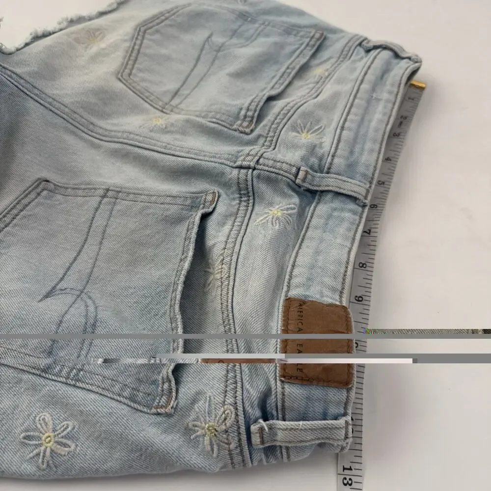 American Eagle Super Stretch Jean Shorts Size 4 Floral EMBROIDERED - Picture 13 of 13